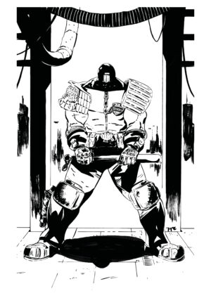 Absolute Dredd (Black and White) – A4 Print (Signed by artist)